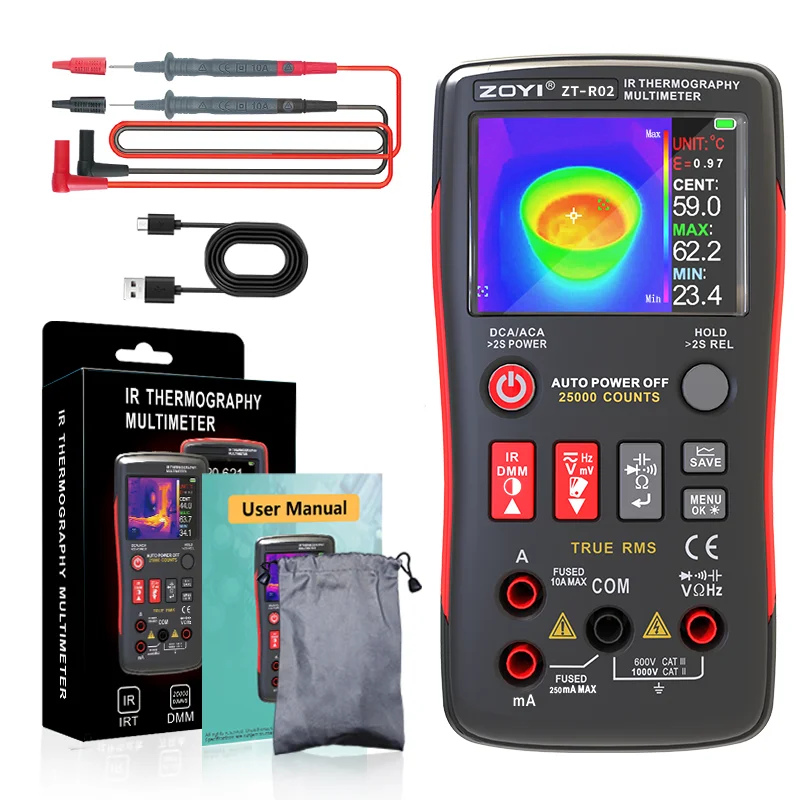 ZOYI ZTR02 Thermal Imaging Multimeter & Infrared Thermometer 2-in-1, for Industrial Electrical Equipment Diagnosis and Repair