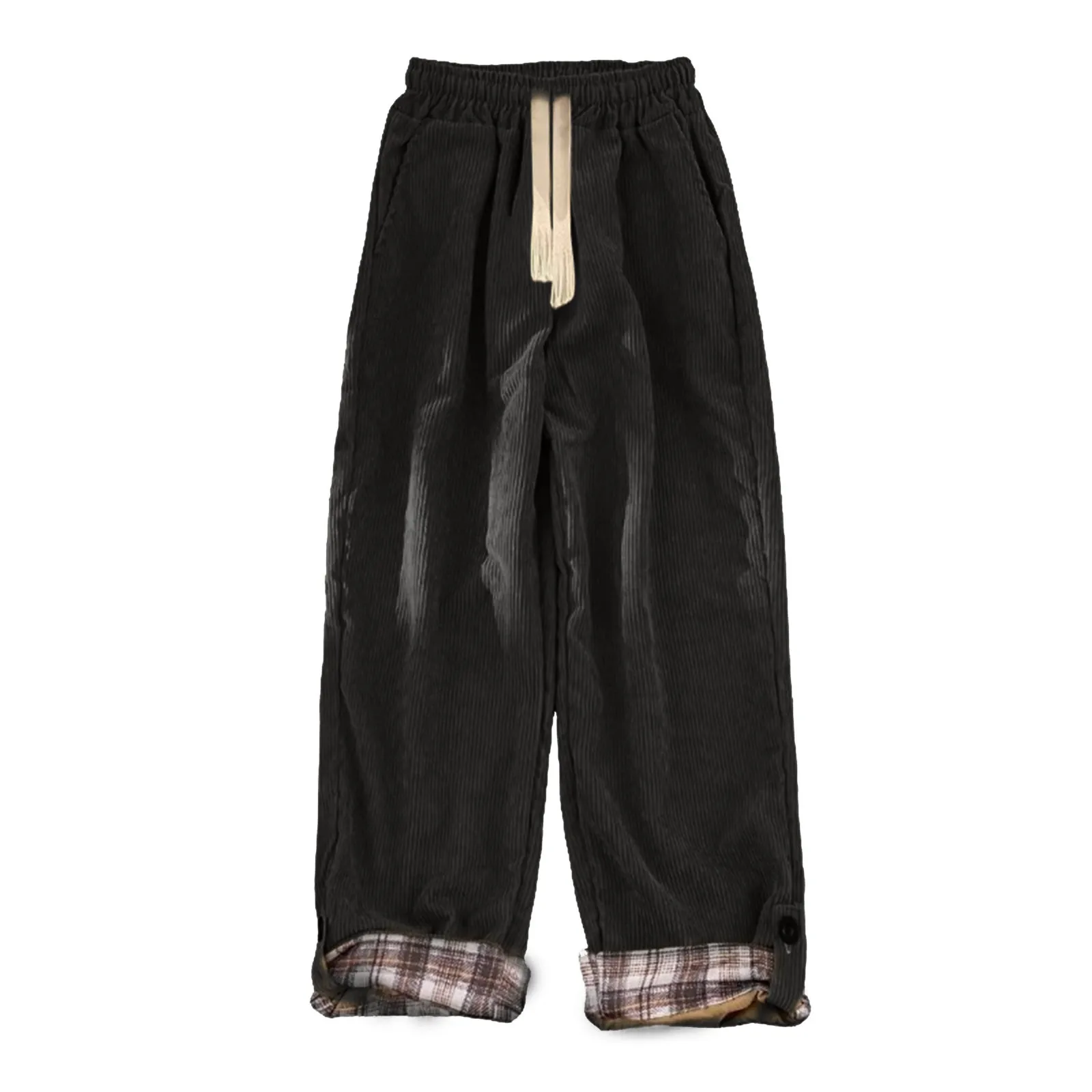 Corduroy Pants Mens Fashion Versatile Design Sense Casual  Loose Pants Wide Leg Straight Casual Harem Pants With Straps