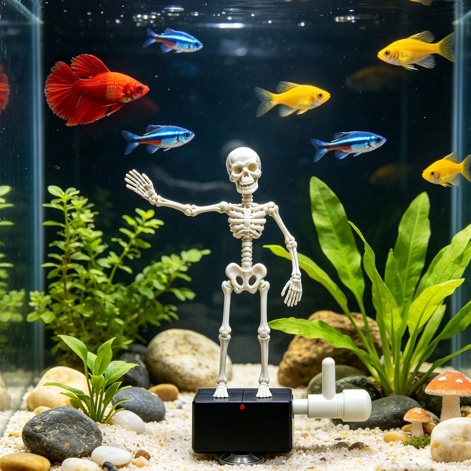 Halloween Aquarium Decorations Fish Tank Bubbler Halloween Tank Aquarium Dancing Skeleton Dynamic Ornament Increase Tank Oxygen