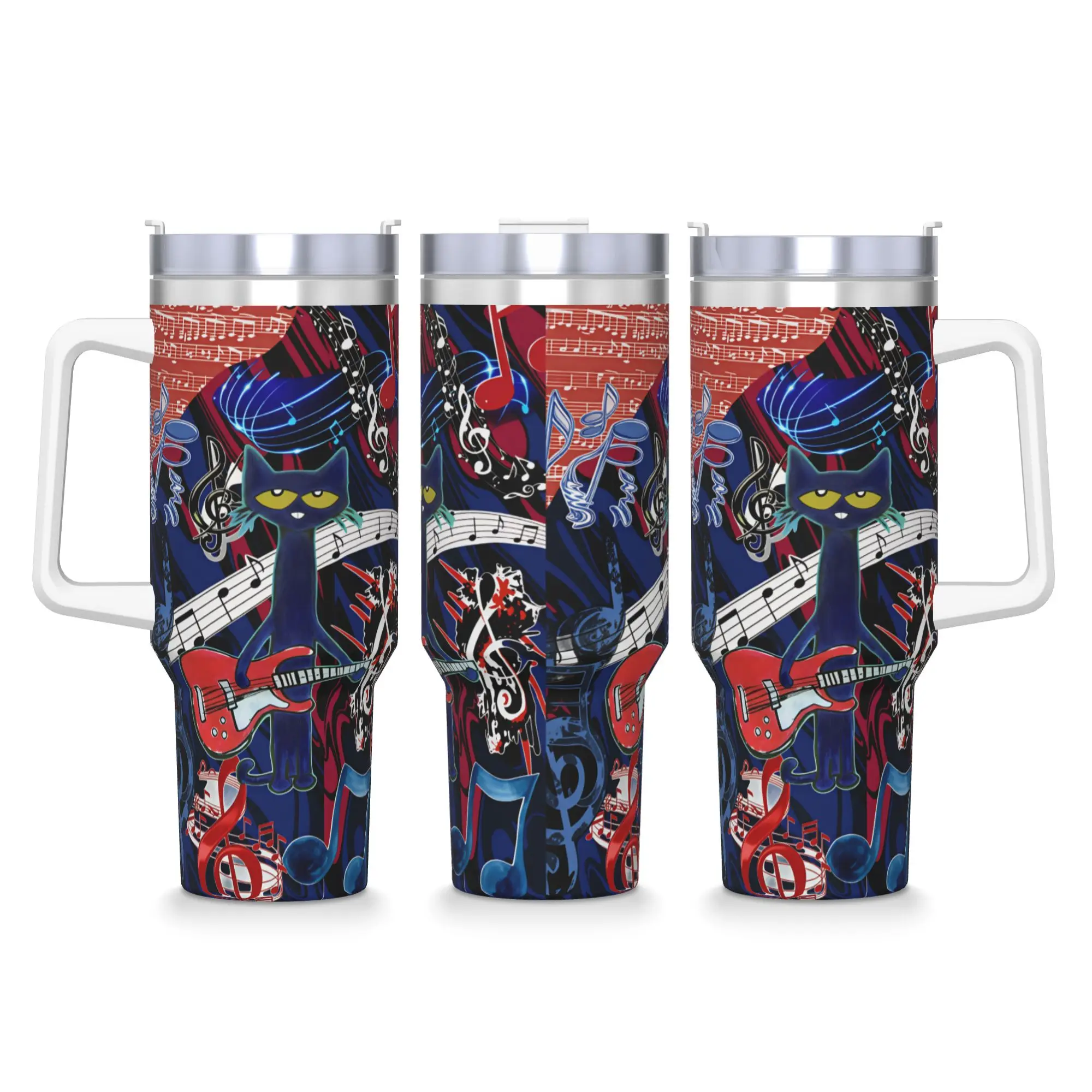 P-Pete The Cat Stainless Steel Tumbler  Travel Thermal Cups With Straws and Lid Large Mugs Cup Cold and Hot Water Bottle
