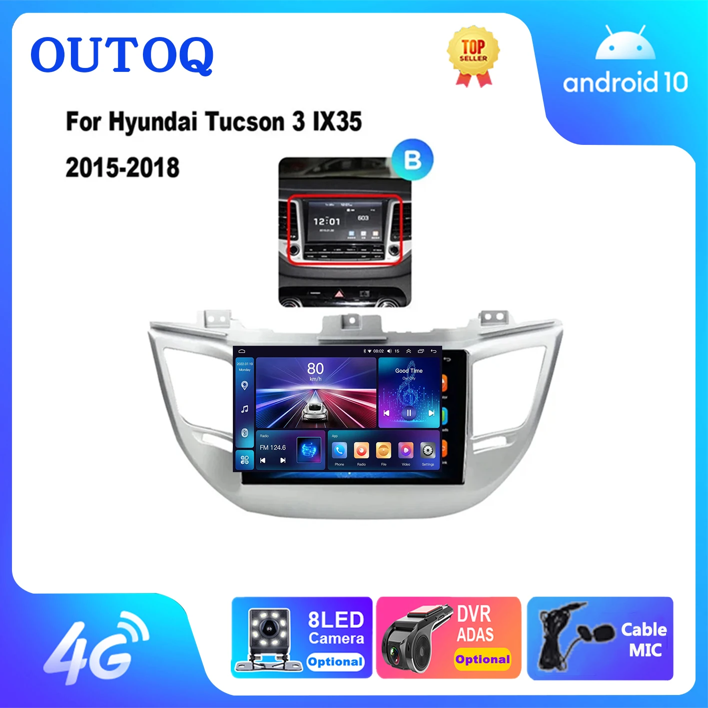 for Hyundai Tucson IX35 3 2015 2016 2017 2018 Android 13 DSP 2 Din Car Radio Multimedia Video Player Navigation GPS Head Unit