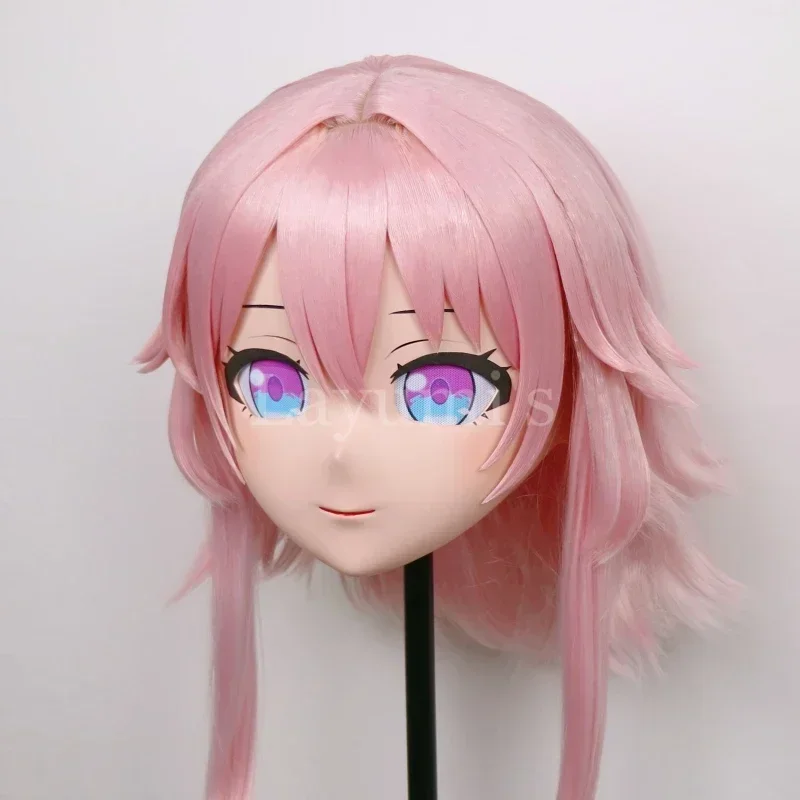 (C011) Máscara de cabeça inteira personalizada Crossdressing com Backshell Silicone Anime Jogo Papel 7 de março Máscara Kigurumi Cosplay