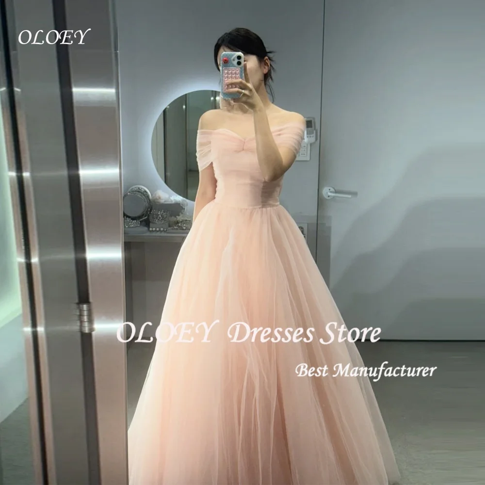 OLOEY  Fairy Off Shoulder Tulle A Line Evening Dresses Korea Photo shoot Wedding  A Line Prom Gowns Customized Princess