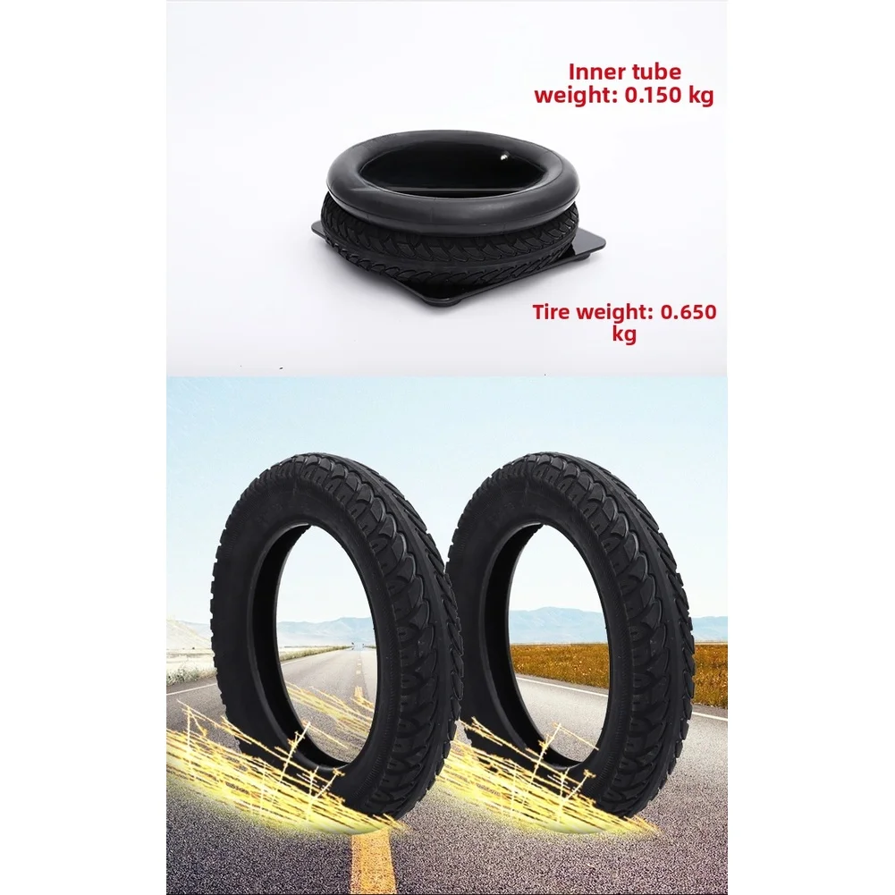 

Black 12 Inch Scooter Tire Inner Tube 57-203 Wear-resistant Rubber Traction Tread Pattern Enhanced Road Stability