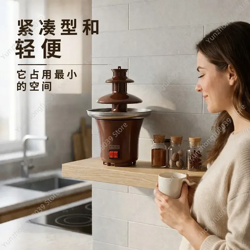 3-Tier Chocolate Fountain Machine Automatic Chocolate Melting Tower Waterfall Hot Pot Chocolate Molten Machine For Home Party