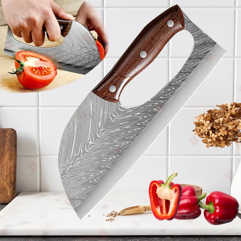 Stainless Steel Meat Cleaver Butcher Knife Cooking Chef's Knives Effort Saving Boning Knife for Kitchen Restaurants and Home