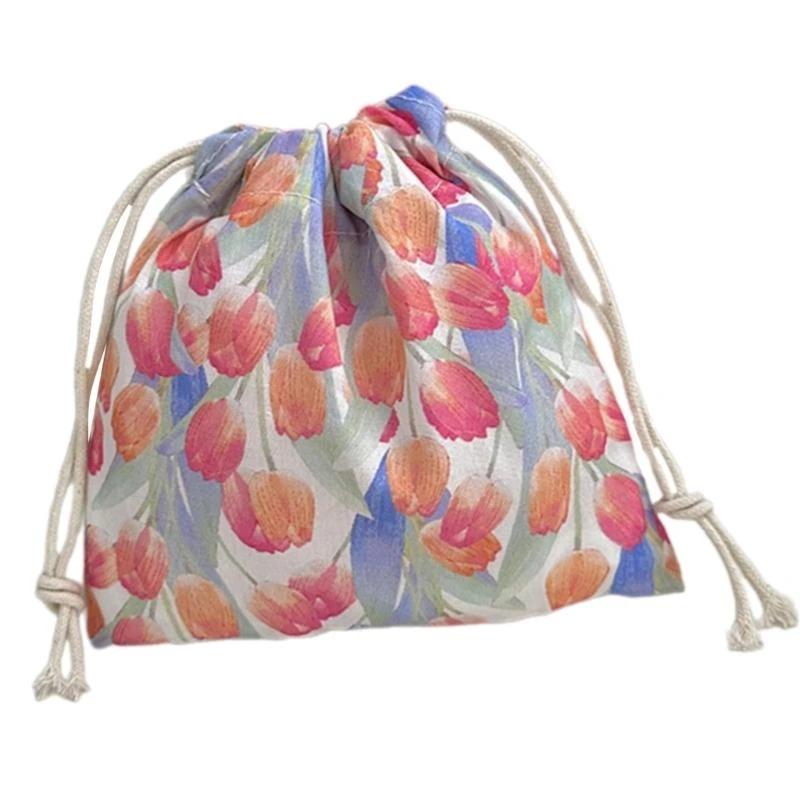 

A3PE Trendy Floral Drawstring Pouches Makeup Storage Bag For Organizing Small Items