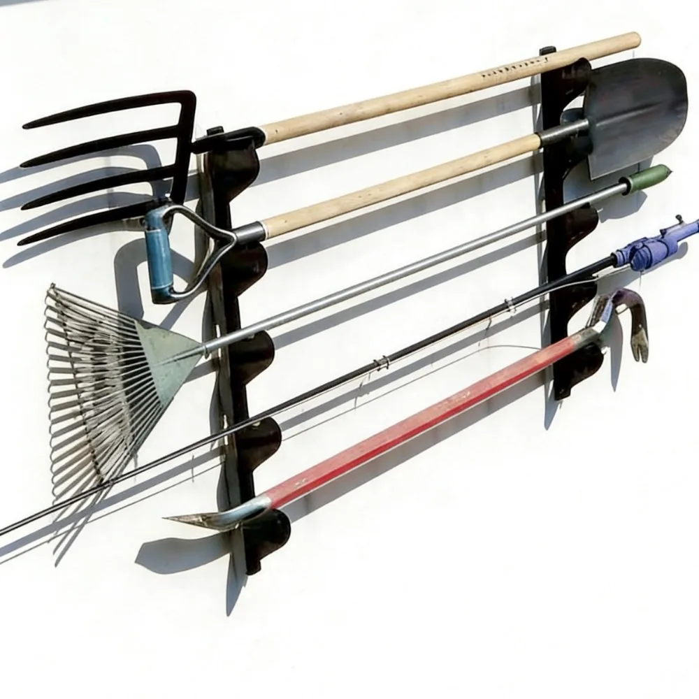 Wall Mount Garden Tool Storage Rack Heavy‑Duty Metal Garage Organizer Holder For Shovels Rakes Forks Farm Gardening Tool Wall