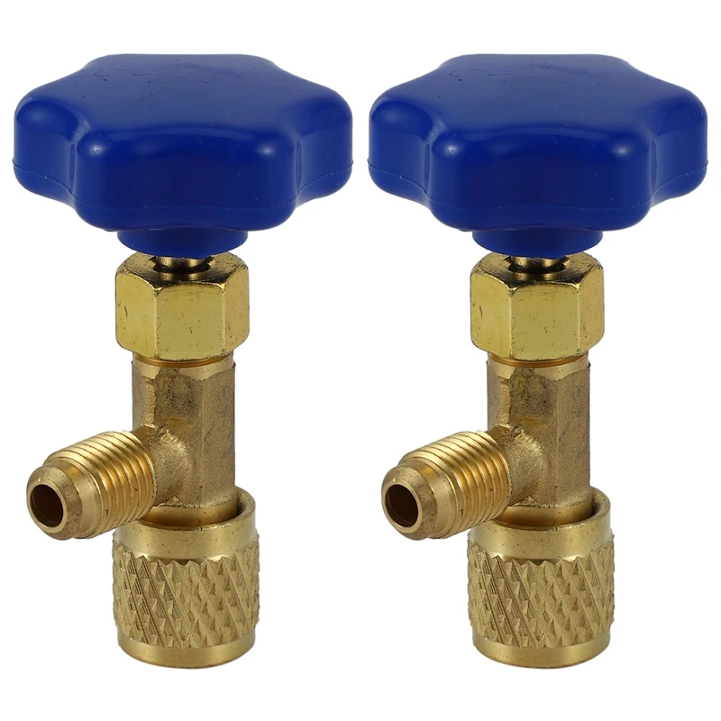 2X Low Pressure Dispensing Valve Bottle Opener 1/4 Sae Connector Refrigerant Bottle Can Tap For R22 R134A R410A Gas