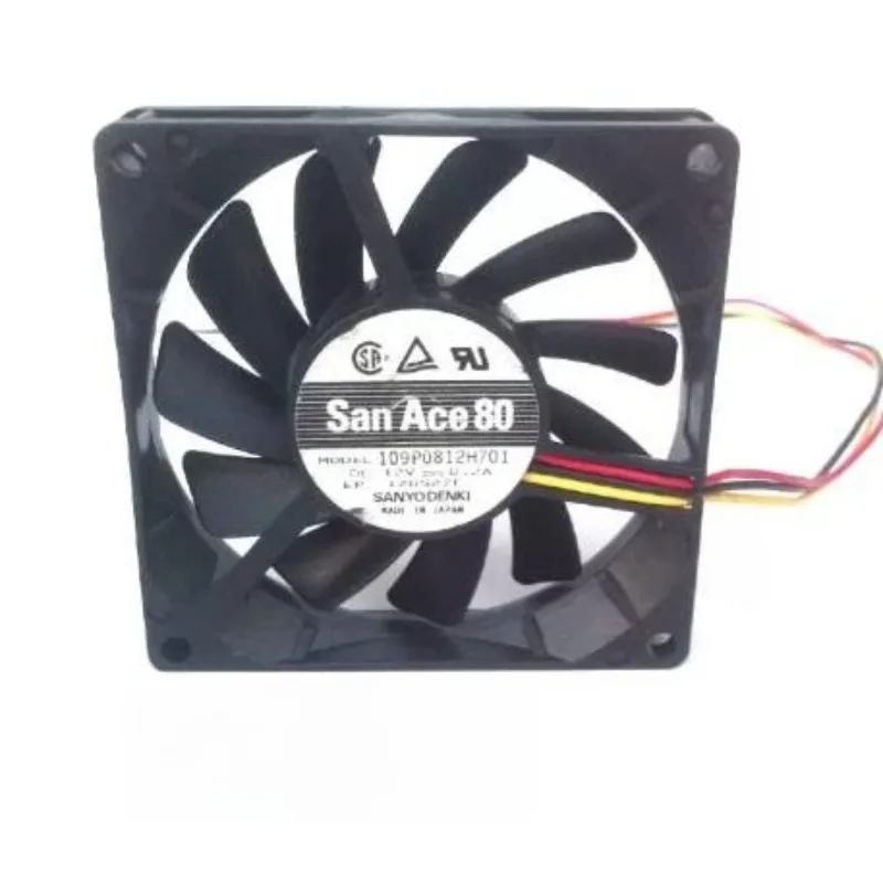

For Sanyo 109P0812H701 8015 12V 0.2A 8CM 8cm 3-wire Speed Measurement Chassis Fan 80X80X15mm