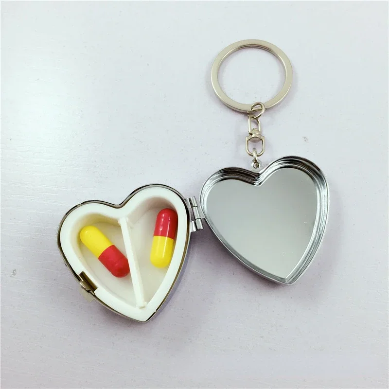 1Pc Heart-Shaped Small Pill Box Portable Metal Pill Box Medicine Organizer Container Medicine Case Candy Box Storage Holder