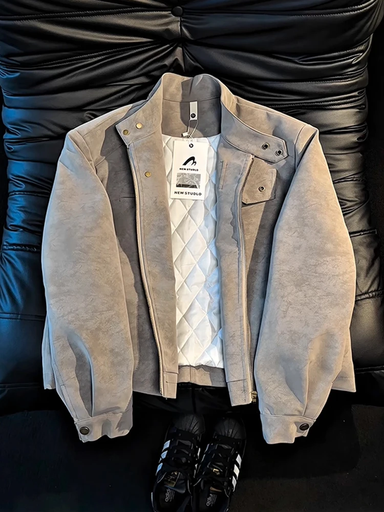 

Thiened Warmth Хлопковое мужское зимнее пальто из искусственной кожи Flight Harlingon, металлическое украшение, длинная застежка-молния све