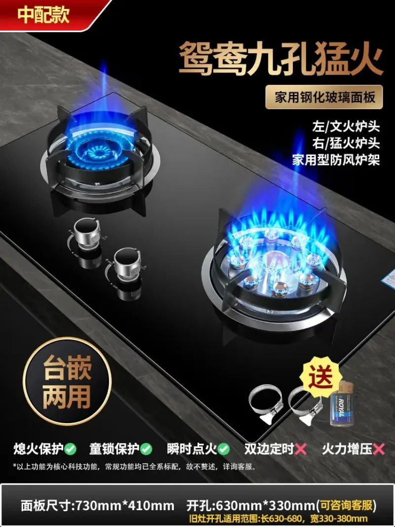 طباخ غاز ساكورا ياباني ، طباخات مزدوجة منزلية مدمجة بالغاز الطبيعي المسال ، موقد من الفولاذ المقاوم للصدأ ، شحن مجاني