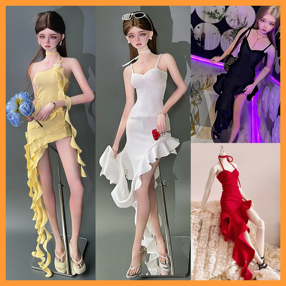 

【Только одежда】1/3 1/4, одежда для кукол, платье с краями листьев лотоса, длинная юбка с высоким разрезом и нерегулярными подтяжками для as60 FAN/FF, тело DIY