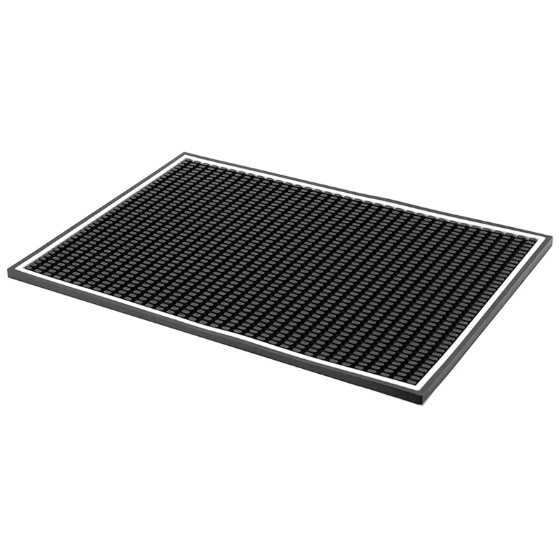 2 Pack Black Bar Mat, 18 Inch X 12 Inch Rubber Serving Mat, Non Slip, Non-Toxic, Countertop Spill Mats For Coffee Bar