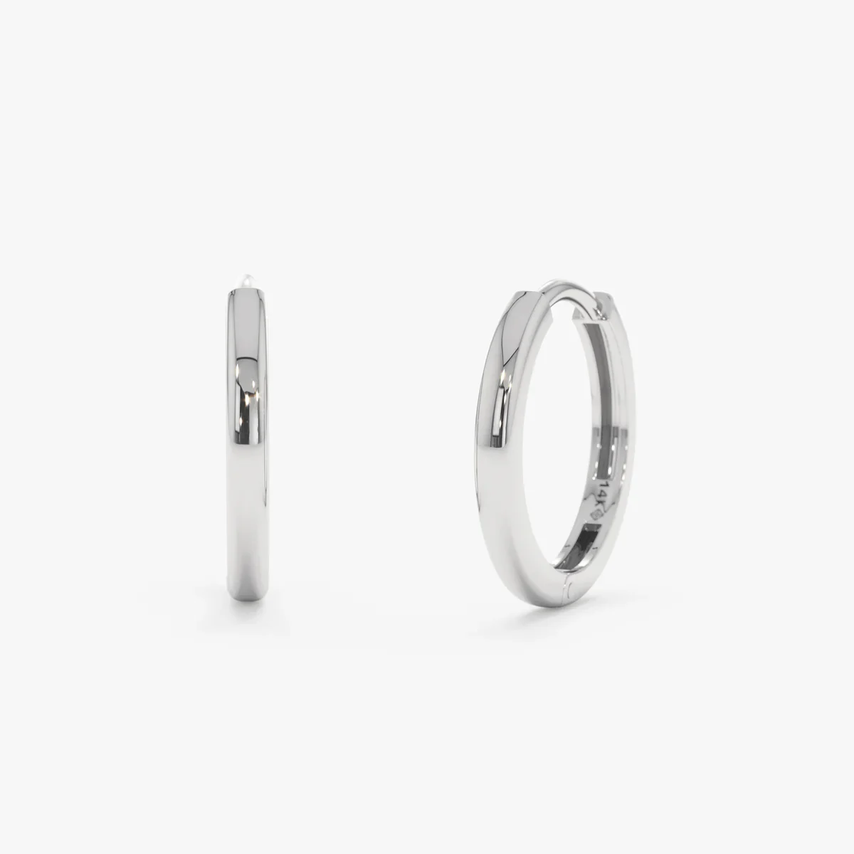 Solid Gold Plain Polished Huggie Hoop Earrings 9K/14K/18K Yellow/White Gold Minimalist Small Hoop Earrings for Women