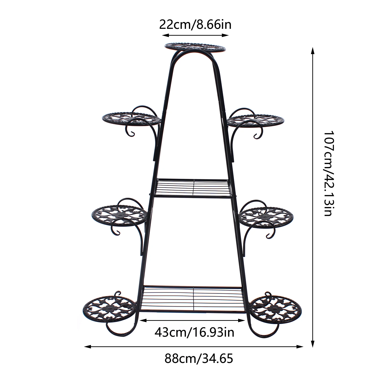 Plant Stand Multi Tier Metal Flower Rack Pot Shelves Outdoor Yard Garden Display