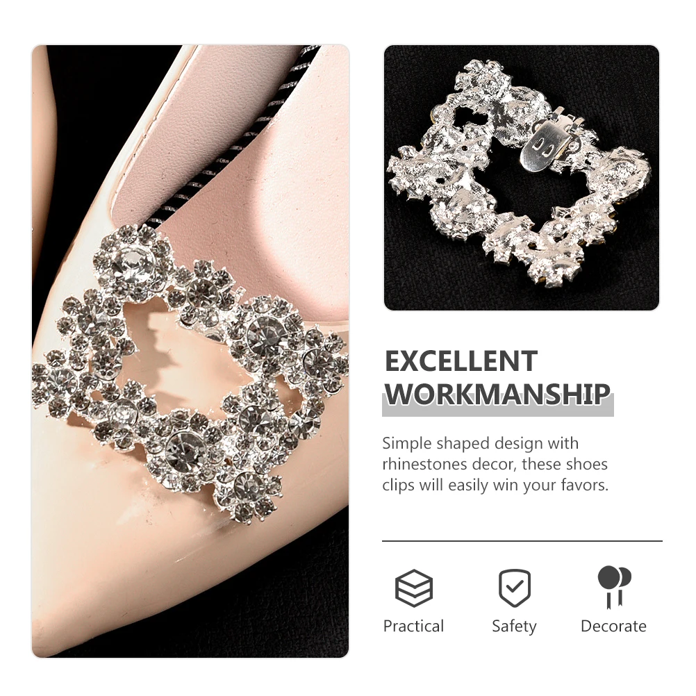 

Wedding Shoe Buckle Accessories Decorations Removable Rhinestones Buckles Hair Silver