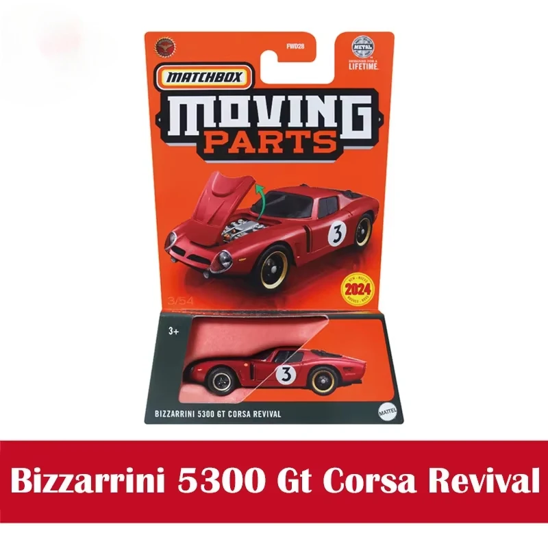 Mattel-Matchbox Revival veículo brinquedo para meninos, Peças móveis do carro, Bizzarrini 5300 GT Corsa, Coleção do presente de aniversário, original