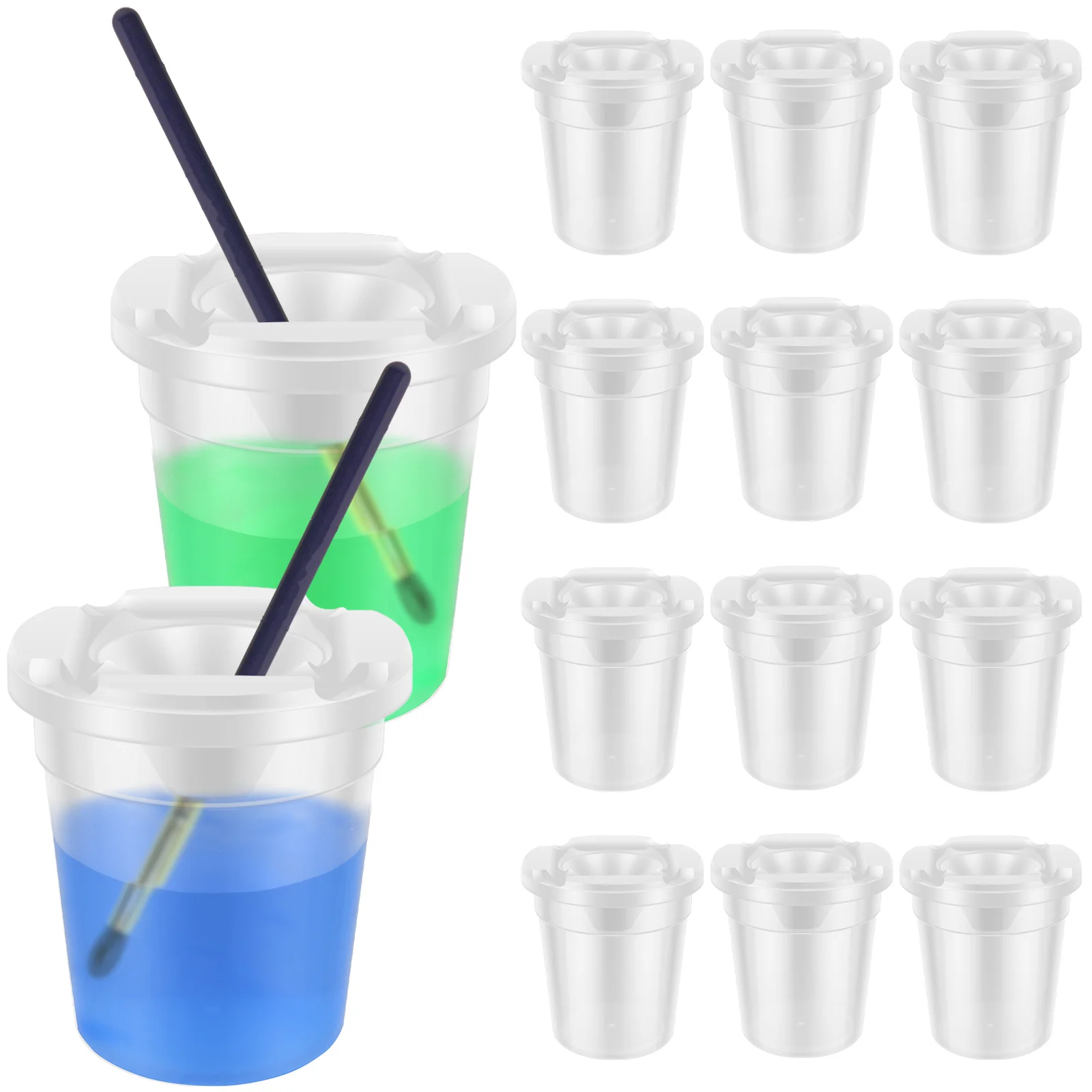 5/12 Stück Auslaufsichere Farbbecher für Kinder Kleine Plastik-Farbbehälter Farbtopf mit Deckel Pinselreiniger-Becher Kunst- und Bastelbedarf