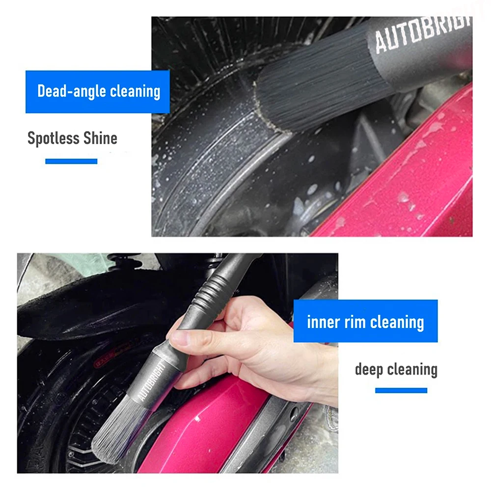 AUTOBRIGHT Motorrad-Radreinigungsbürste mit Steifen Borsten - Langlebiges Vielseitiges Werkzeug für Auto-Motor, Rad und Tür-Detailing – Detail 4
