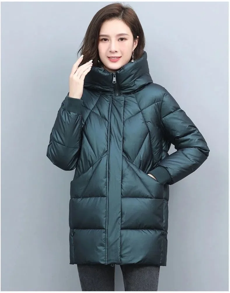 Down Cotton-Padded Jacket Women's Overcoat Winter 2026 New Thick Warm Parker Coat Fashion Loose Hooded Medium Long Cotton Jacket