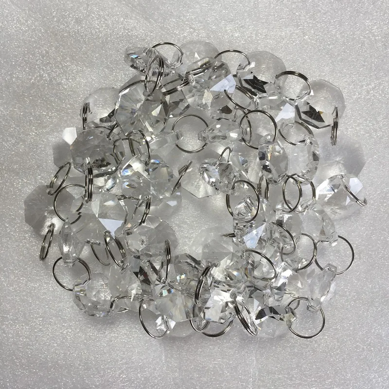 1M Clear 14mm Crystal Octagon Beads Chains Crystal Glass Hanging Strand Garlands For Home Wedding Shinning Decoration