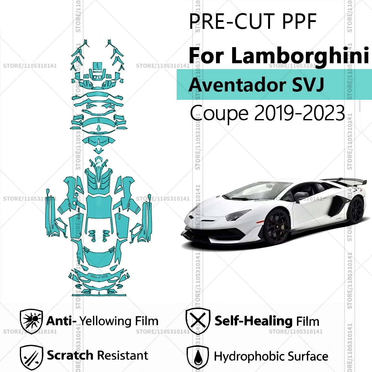 For Lamborghini Aventador SVJ Coupe 2019-2023 Pre-Cut Paint Protection Film PPF Transparent Car Film Automotive PPF Full Vehicle