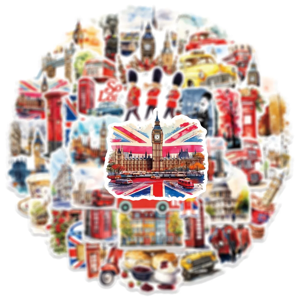 10/50 قطعة لندن المملكة المتحدة الكرتون ملصقات المائية نمط الكتابة على الجدران السفر الديكور DIY بها بنفسك اللعب المحمول الغيتار الدراجة سكيت الشارات
