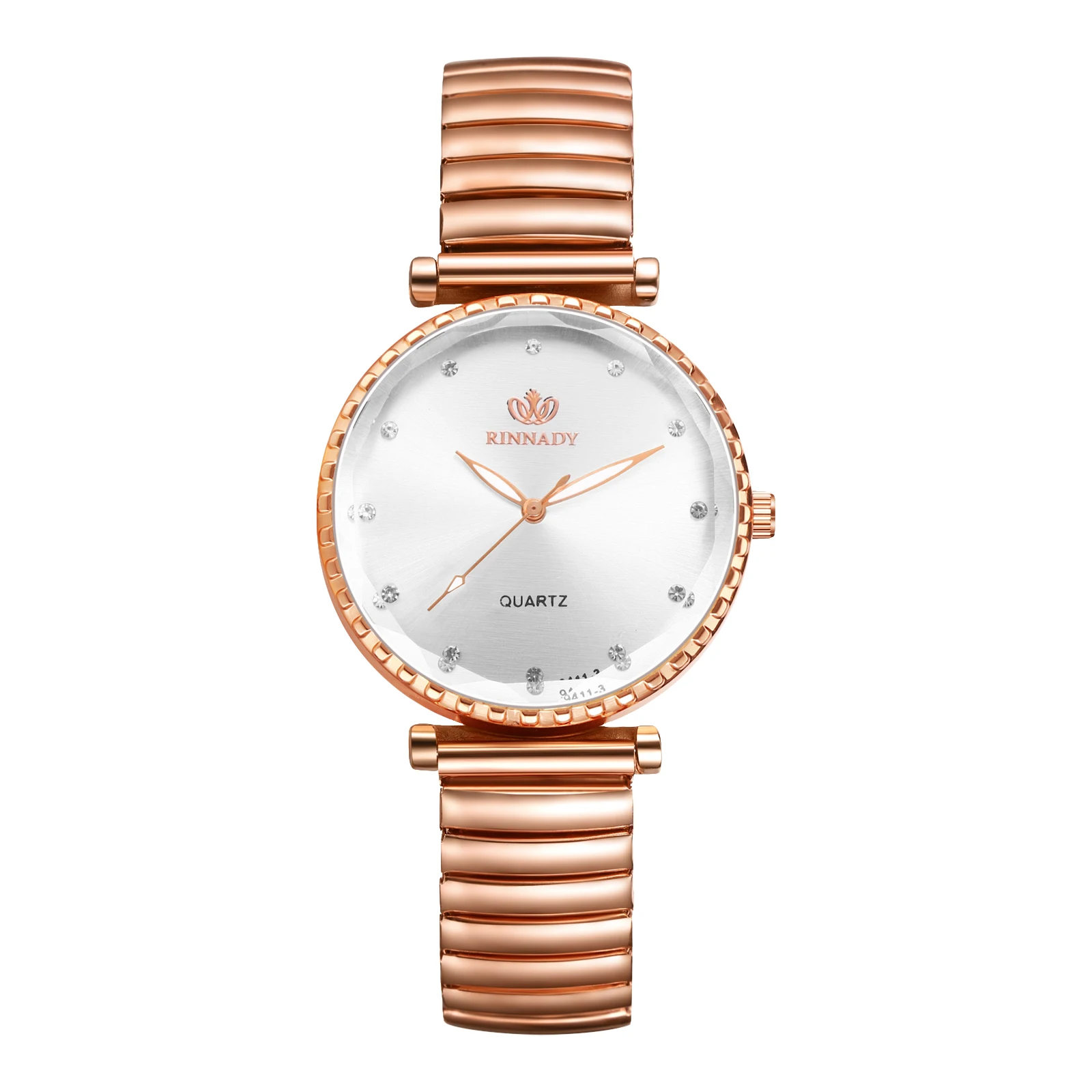 

Lancardo Large Dial Elastic Ladies Watch Waterproof Diamond Scale Stainless Steel Bracelet Rose Gold Luxury Watch Women