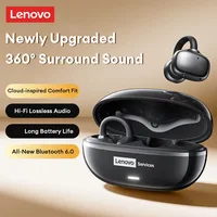 Lenovo RS102 Auriculares inalámbricos Bluetooth 6,0 con clip para la oreja, auriculares deportivos para correr, auriculares con sonido envolvente HIFI de baja latencia, nuevos