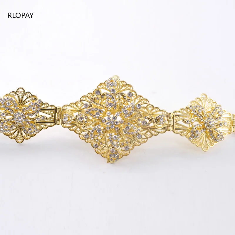 New Fashion Flower Bridal Belts Platd Gold Hollow Pattern Metal Wedding Dress Belts Jewelry Waist Band  Belt for Dress