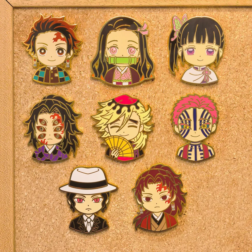 Anime Demon Slayer Pins Kimetsu No Yaiba Badges Pendant Manga Brooches for Backpack Clothing Lapel ACG Cosplay Toy Gift Decor