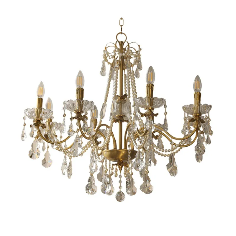 

French, crystal, pearl, chandelier, American, villa