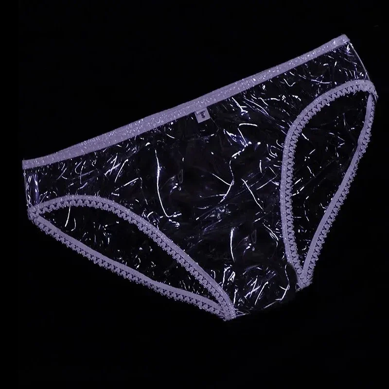 Slip sexy in plastica PVC trasparente a pois Reggiseni regolabili Mutande a vita bassa Set erotico impermeabile silenzioso e morbido