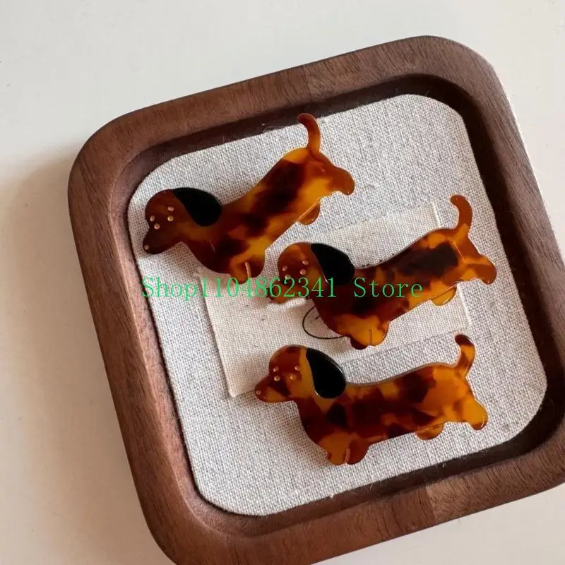 5ASD لطيف الكرتون مقطع الشعر مقطع Dachshund Girls Acrylic chrylic adorkable puppy