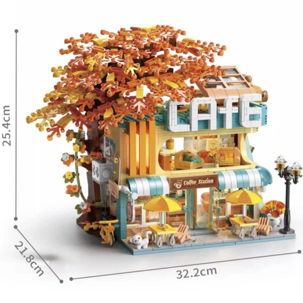 ชุดตัวต่อบล็อกร้านกาแฟฤดูใบไม้ร่วงใหม่ MOC 2026 ของเล่นสร้างสรรค์ร้านน้ำดื่มสำหรับเด็ก ของขวัญวันเกิดและวันหยุด