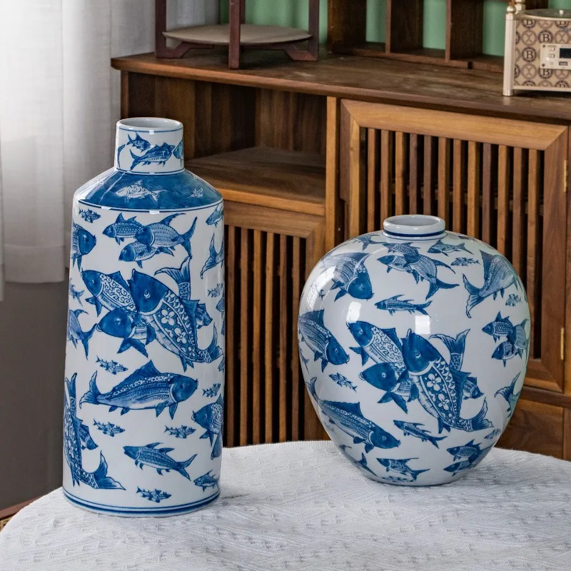 Yuqu Ceramic Flower New Chinese Ceramic Decorative Ornament Hydroponic High Temperature Ceramic Living Room