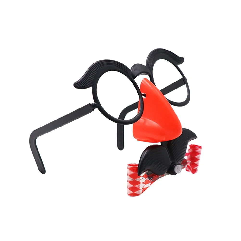 2pcs Funny Mustache Nose Glasses Whistle Prank Blowout Dragon Costume Round Frame Lightweight Eyebrow Gag Joke For