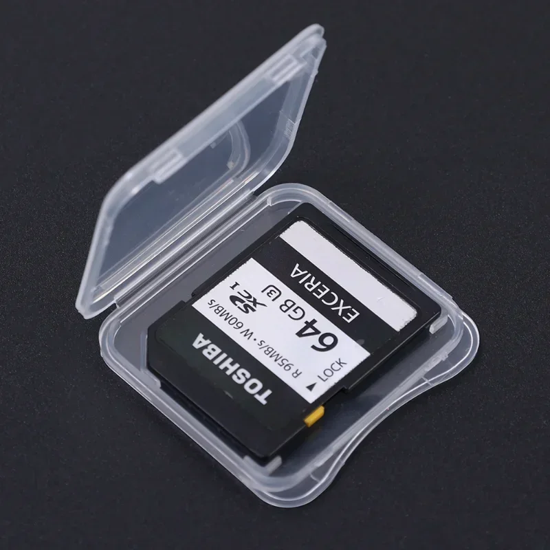 Clear Plastic SD Card Case Holder for SD SDXC SDHC Cards Memory Card Pin Needle Opener Jewelry Portable Box Storage Organizer