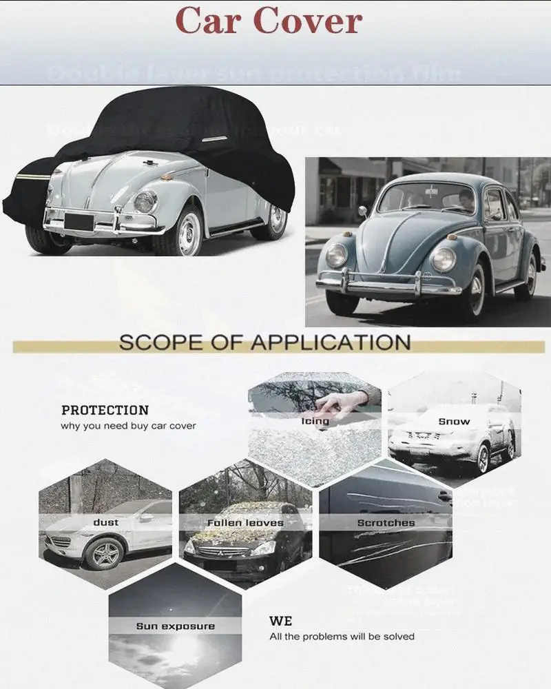 

Для водонепроницаемого ветрозащитного чехла Volkswagen Beetle 1960 1980 с противоугонным замком и ремешком для автомобильных чехлов