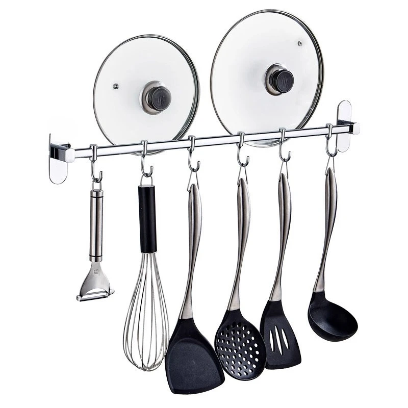 

Kitchen non-punching stainless steel movable row hook lid rack kitchen utensils hook