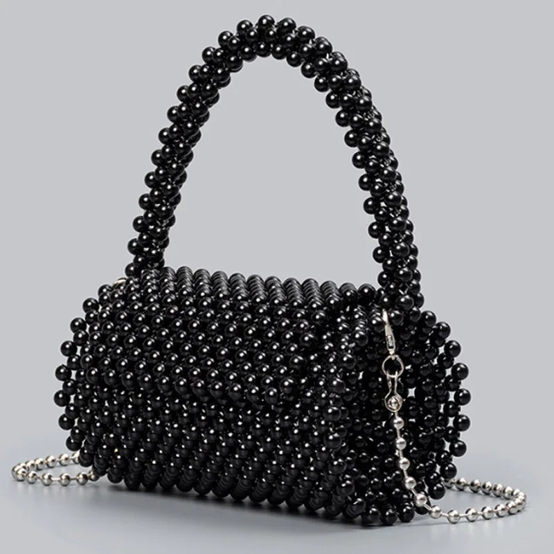 

Luxury Pearl Women's Bag 2026 New Handmade Bead Weaving Banquet Bag Versatile Handbag Cylinder Single Shoulder Crossbody Bag