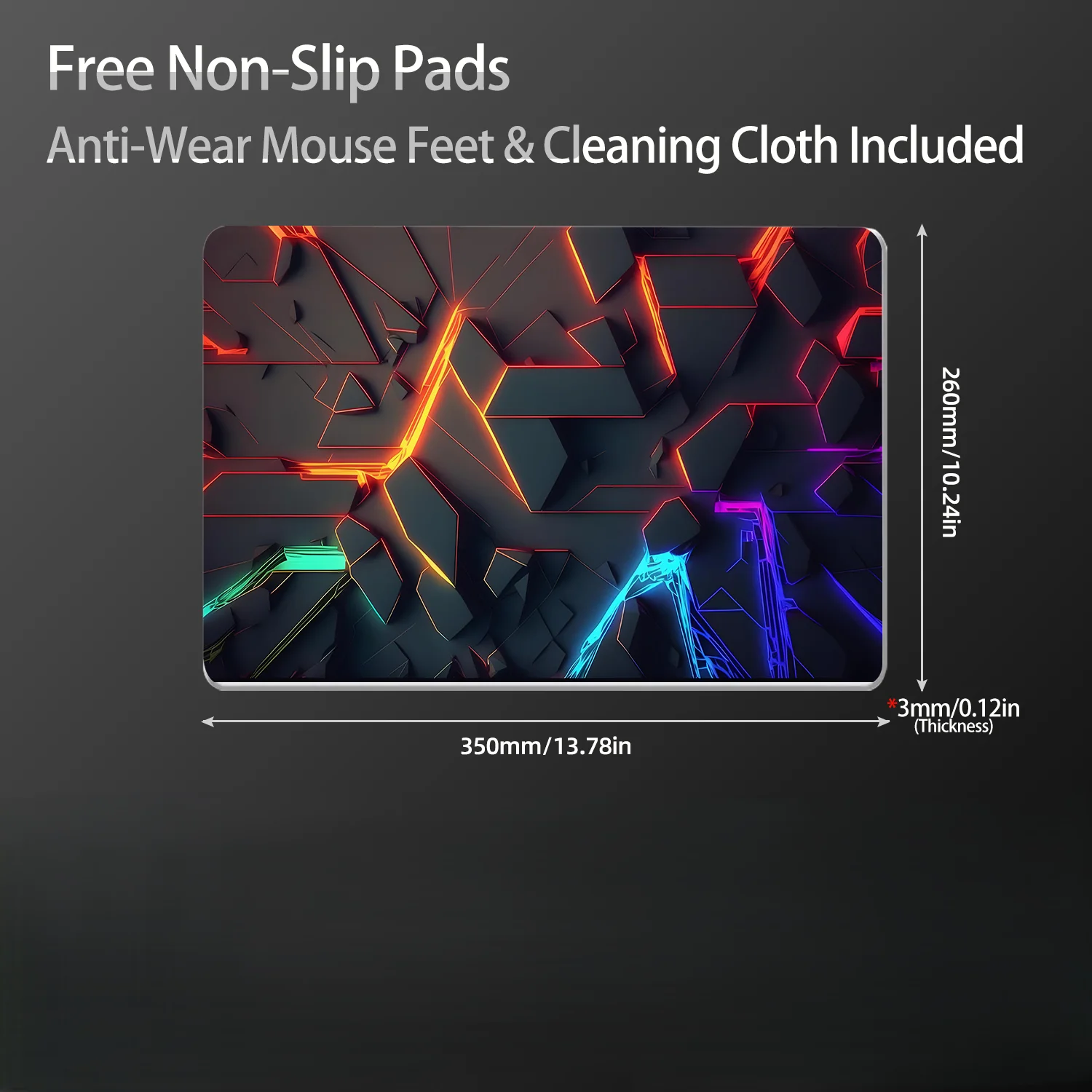 Glass Mouse Pad Geometry Art Design Glass Desk Pad Smooth Glass Surface, Anti-Scratch Glass Mousepad With Non-Slip Pads