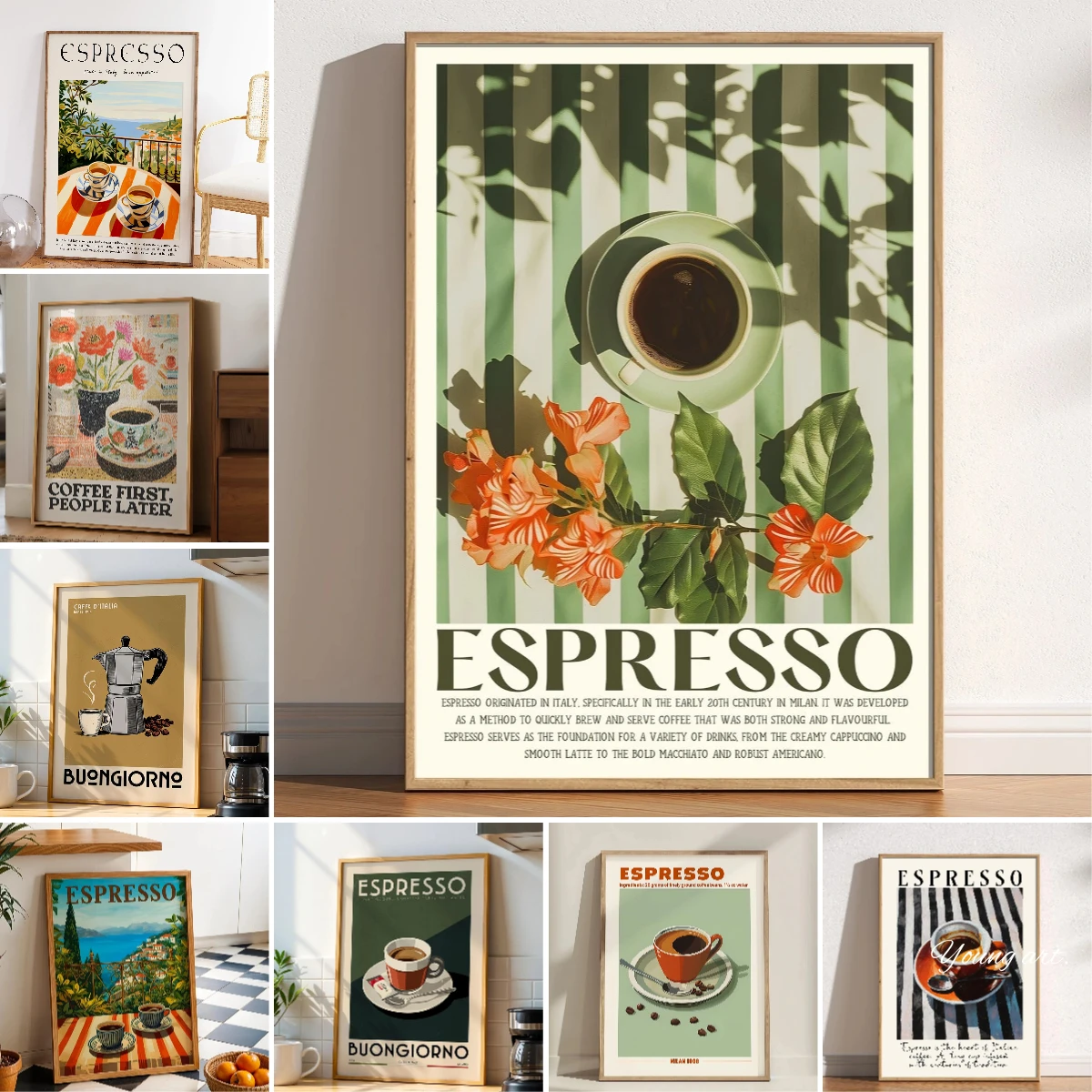 Coffee Tea Poster - Stampa su Tela di Caffè Espresso