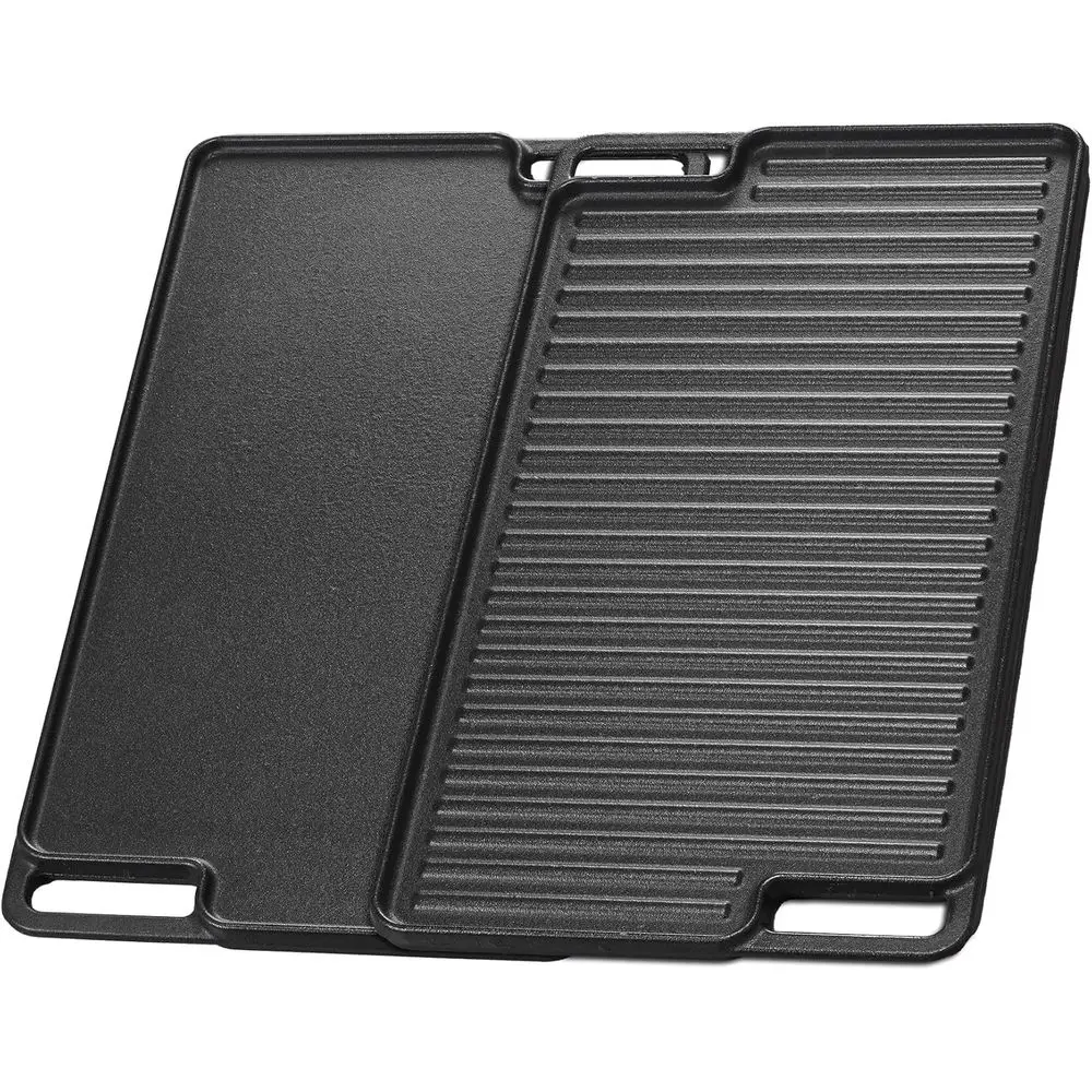

Reversible Cast Iron Grill Pan Griddle, Non-stick 18x10 Pre-Seasoned Ribbed Grill or Indoor Electric Induction Gas Stovetop Oven