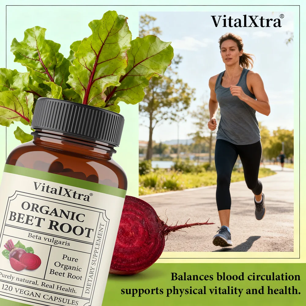 Bio-Bete-Kapseln – 950 mg Bete, hilft bei der Durchblutung zu fördern, steigert die Energie, unterstützt die Herzgesundheit, gentechnikfrei