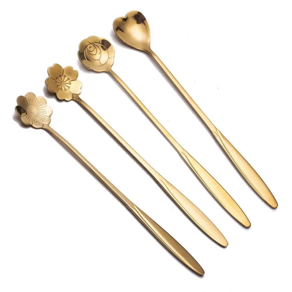 

3 Pcs Stainless Steel Spoon Creative Metal Long Handle Mixing Spoons Coffee for