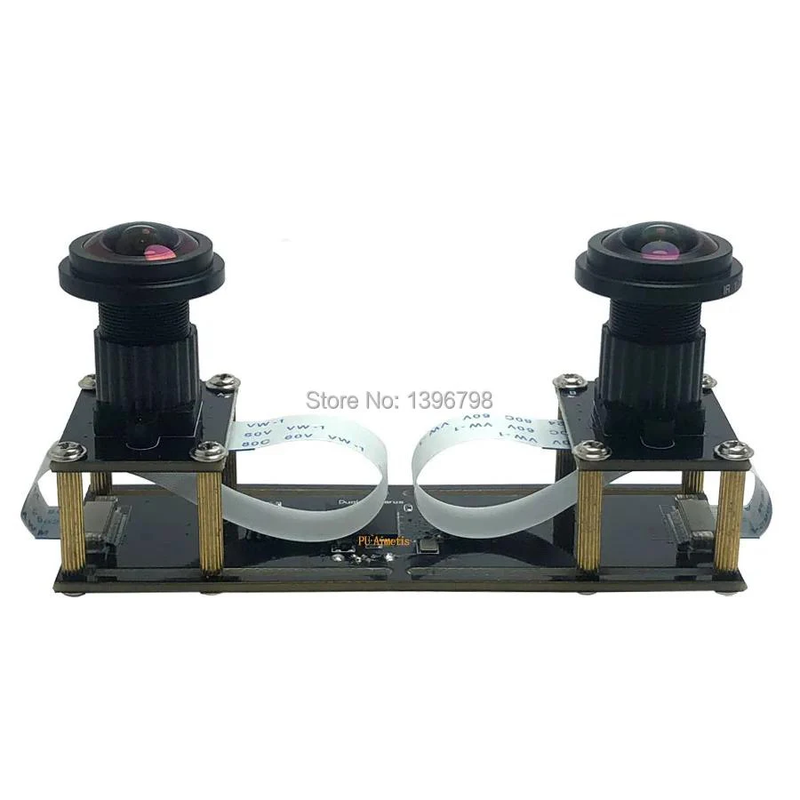 HD 1080P Fisheye Wide-Angle Flexible Synchronization Stereo Webcam Dual Lens 30FPS USB Camera Module 3D Video VR Virtual Reality