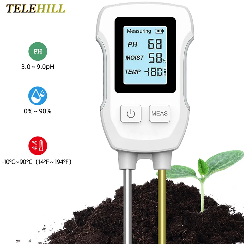 

3-in-1 Digital Soil Meter PH Value Ambient Temperature Humidity Test Meter Indoor Potted Plant Measuring Instrument for Plants